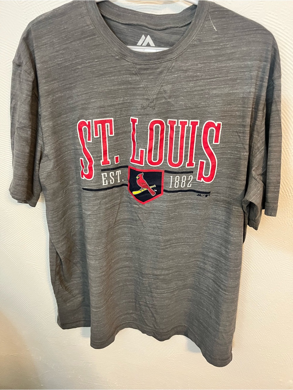 Majestic Gray Heather Athletic T-Shirt with White Logo
